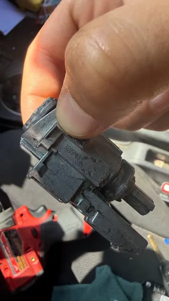 Worn ignition lock housing taken out of a car